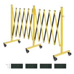 Double Expandable Barricades, 18FT Industrial Safety Barriers, Flexible Mobile Barricade with Locking Casters, Portable Folding Security Gate Metal Traffic Fence for Driveway Warehouse Elevator