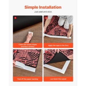 double sided carpet tape, 2 inch x 30 yards, strong adhesive and residue free, heavy duty sticker rug tape grippers for area rugs, carpets, laminate, tile, concrete, and hardwood floors