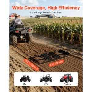 drag harrow, 48 x 20 in, tow behind driveway grader with adjustable width & 50lbs load capacity, heavy duty lawn leveling rake, galvanized steel gravel driveway drag, fits atvs utvs tractors