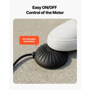drain cleaner machine 75 ft x 3/8 inch, sewer snake auger manual feed on wheels, portable drain cleaning machine with 6 cutters & air activated foot switch for 2" to 4" pipes
