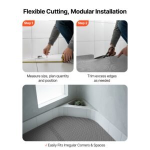 drainage mat, 3 x 10 ft, pvc non slip commercial floor mat, wet area water drain splash matting hollow doormat roll, for outdoor indoor restaurant swimming pool patio bathroom washroom, gray