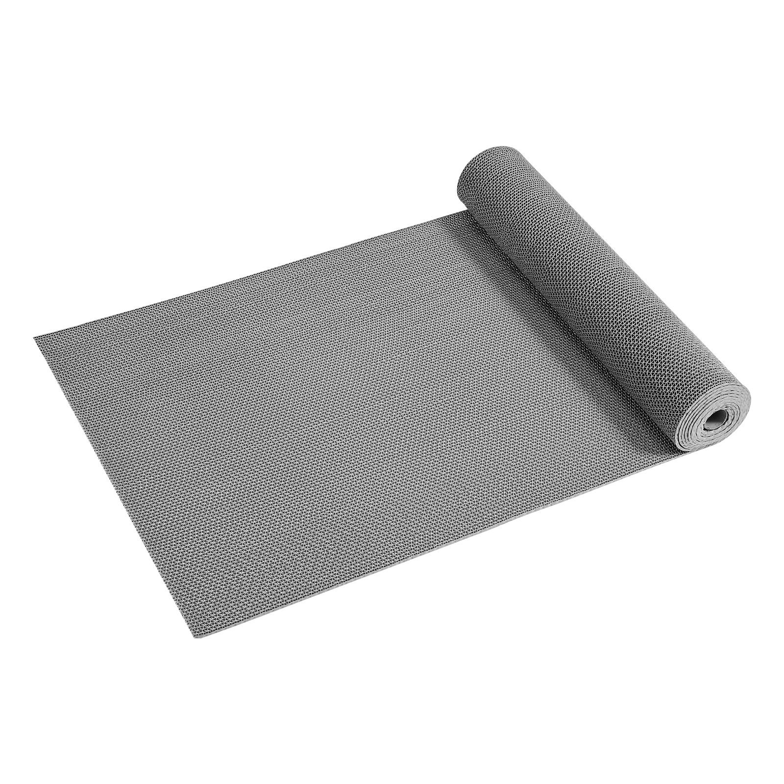 drainage mat, 3 x 16.4 ft, pvc non slip commercial floor mat, wet area water drain splash matting hollow doormat roll, for outdoor indoor restaurant swimming pool patio bathroom washroom, gray