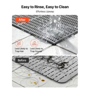 drainage mat, 3 x 50 ft, pvc non slip commercial floor mat, wet area water drain splash matting hollow doormat roll, for outdoor indoor restaurant swimming pool patio bathroom washroom, black
