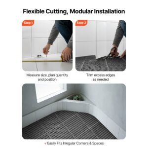 drainage mat, 3 x 50 ft, pvc non slip commercial floor mat, wet area water drain splash matting hollow doormat roll, for outdoor indoor restaurant swimming pool patio bathroom washroom, black