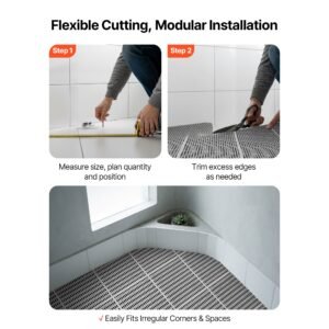 drainage mat, 3 x 50 ft, pvc non slip commercial floor mat, wet area water drain splash matting hollow doormat roll, for outdoor indoor restaurant swimming pool patio bathroom washroom, gray