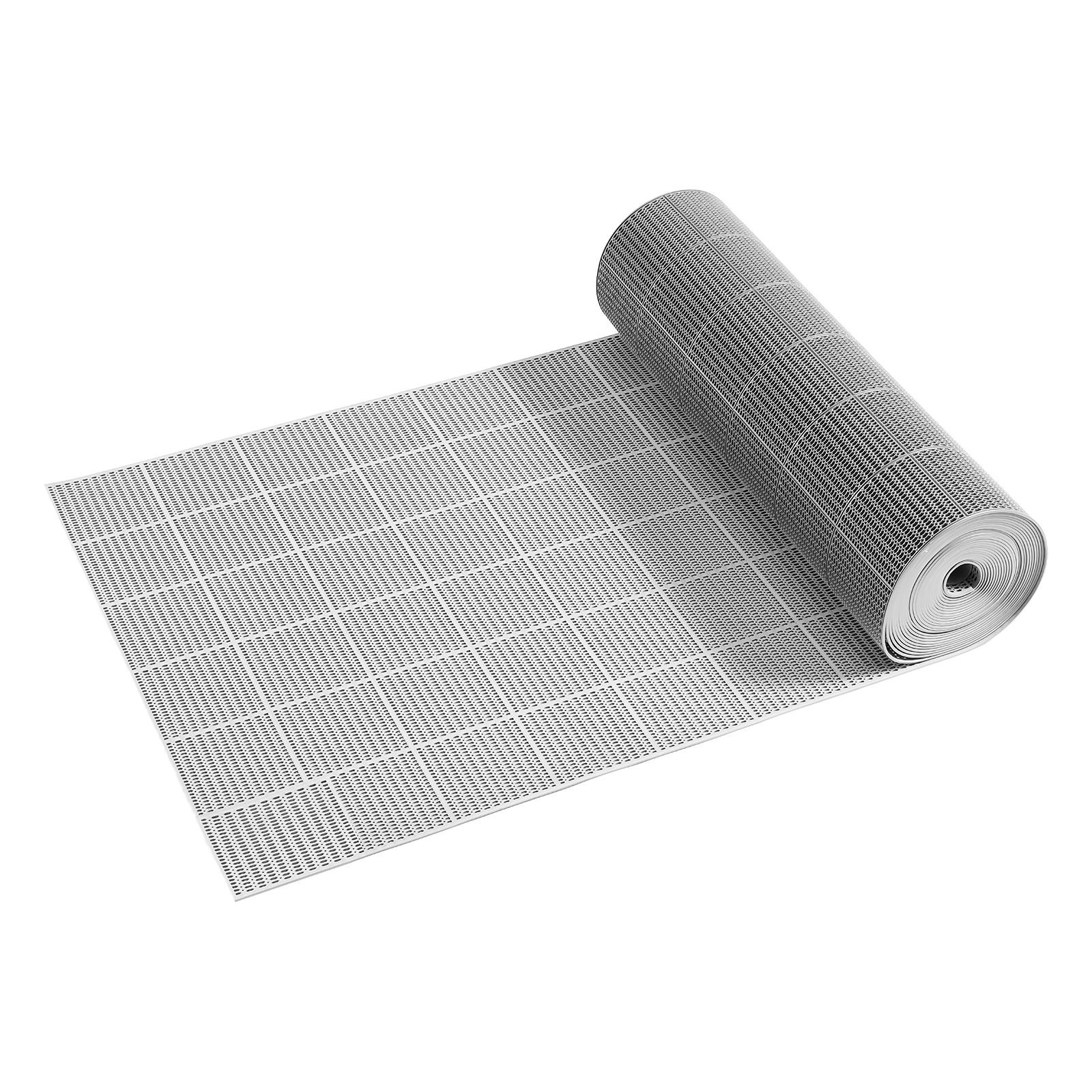 drainage mat, 3 x 50 ft, pvc non slip commercial floor mat, wet area water drain splash matting hollow doormat roll, for outdoor indoor restaurant swimming pool patio bathroom washroom, gray