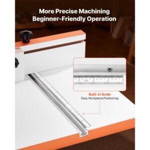 drill press table, 24 in x 12 in, worktable with an adjustable fence and stop block, highly compatible t slots, mdf tabletop, built in scale, support multiple clamps and vises, for drill presses