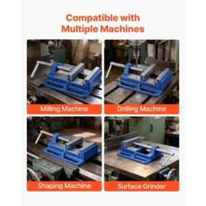 drill press vise, 4 inch jaw width, portable bench vise, slotted base for easy installation, durable cast iron construction, workbench vice, for woodworking, metalworking, drilling, and cutting