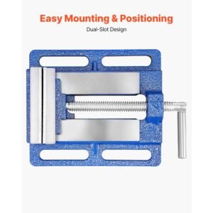 drill press vise, 6 inch jaw width, portable bench vise, slotted base for easy installation, durable cast iron construction, workbench vice, for woodworking, metalworking, drilling, and cutting