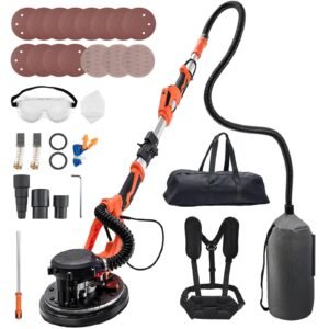 Drywall Sander, 1150W Electric Drywall Sander, Popcorn Ceiling Removal Tool with Vacuum Dust Collection, 5 Variable Speed 800-1700 RPM, LED Light, Foldable & Extendable Handle, 15 Sanding Discs