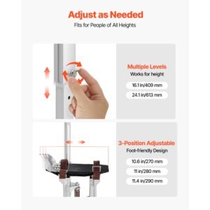 drywall stilts, 16.1–24.1 in adjustable aluminum painter stilts, 228 lbs load capacity, non slip rubber feet, dual spring shock absorption, comfortable leg straps for painting, decoration,silver