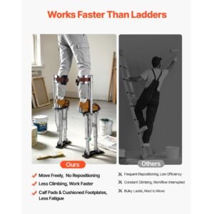drywall stilts, 16.1–24.1 in adjustable aluminum painter stilts, 228 lbs load capacity, non slip rubber feet, dual spring shock absorption, comfortable leg straps for painting, decoration,silver