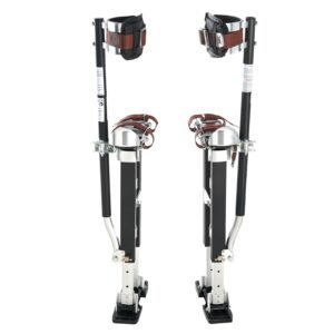 Drywall Stilts, 19.1–31.1 in Adjustable Aluminum Painter Stilts, 228 lbs Load Capacity, Non-Slip Rubber Feet, Dual Spring Shock Absorption, Comfortable Leg Straps for Painting, Decoration, Black