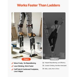 drywall stilts, 19.1–31.1 in adjustable aluminum painter stilts, 228 lbs load capacity, non slip rubber feet, dual spring shock absorption, comfortable leg straps for painting, decoration, black