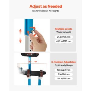drywall stilts, 24.2–40.3 inch adjustable aluminum painter stilts, 228 lbs load capacity, non slip rubber feet, dual spring shock absorption, comfortable leg straps for painting, decoration,blue