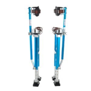 Drywall Stilts, 24.2–40.3 Inch Adjustable Aluminum Painter Stilts, 228 lbs Load Capacity, Non-Slip Rubber Feet, Dual Spring Shock Absorption, Comfortable Leg Straps for Painting, Decoration,Blue