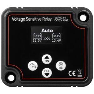dual battery isolator kit, 12v 140 amp, manual and automatic vsr voltage sensitive relay with voltmeter, lcd screen, smart battery isolator, compatible with lead acid batteries, for utv, atv