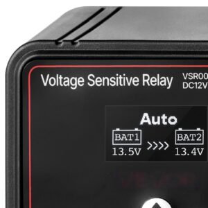 dual battery isolator kit, 12v 140 amp, manual and automatic vsr voltage sensitive relay with voltmeter, lcd screen, smart battery isolator, compatible with lead acid batteries, for utv, atv