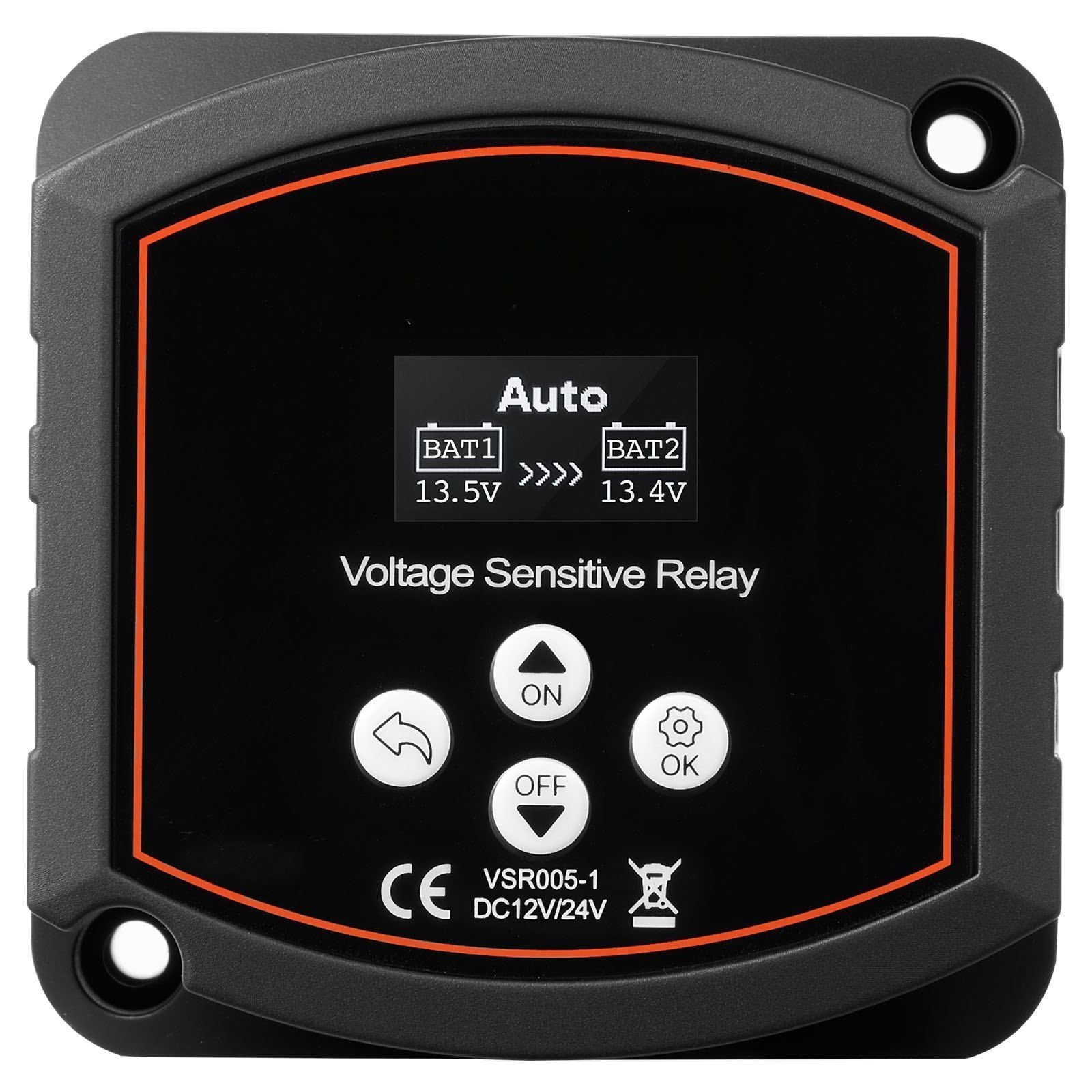 dual battery isolator kit, 12v 300 amp, manual and automatic vsr voltage sensitive relay with voltmeter, lcd screen, smart battery isolator, compatible with lead acid batteries, for utv, atv