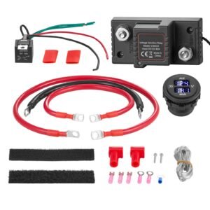 Dual Battery Isolator Kit, 12V 80 Amp, Manual and Automatic VSR Voltage Sensitive Relay with Voltmeter, LCD Screen, Smart Battery Isolator, Compatible with Lead-Acid Batteries, for UTV, ATV