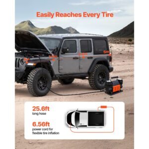 dual cylinder heavy duty air compressor, 10.6cfm portable tire inflator, 12v 150psi offroad air pump with digital pressure gauge & adapters for truck car suv 4 x 4 vehicle rv