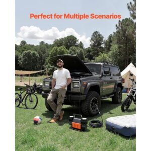 dual cylinder heavy duty air compressor, 10.6cfm portable tire inflator, 12v 150psi offroad air pump with digital pressure gauge & adapters for truck car suv 4 x 4 vehicle rv