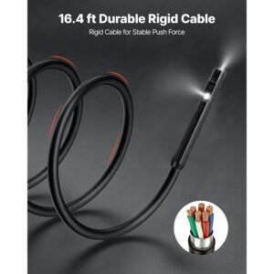 dual lens endoscope with light, 5" hd ips screen industrial borescope camera, 0.22 inch slim lens, 8x zoom, ip67 waterproof inspection snake camera for automotive, plumbing (16.4ft rigid cable)