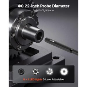dual lens endoscope with light, 5" hd ips screen industrial borescope camera, 0.22 inch slim lens, 8x zoom, ip67 waterproof inspection snake camera for automotive, plumbing (16.4ft rigid cable)