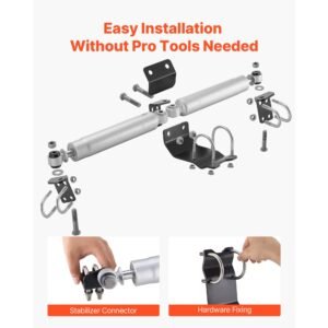 dual steering stabilizer, for 2007 2018 jeep wrangler jk, dual steering stabilizer kit fits with 2 inches of suspension lift or higher, enhanced control & reduced vibration, easy installation