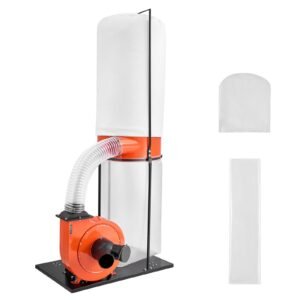Dust Collector, 1100 CFM 2.5 Micron Vortex Cone Dust Collectors, 1.5HP Sawdust Collection System with 35-Gallon Dusts Collector Bag & 42-Gallon Filter Bag, 3400 RPM High Speed, for Woodworking