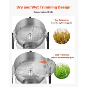 electric bud leaf trimmer, 2 in 1 manual & electric, 16 in bud trimmer with sharp stainless steel blades, bracket type wet dry hydroponic cutting machine with dry grate, for plant buds flowers