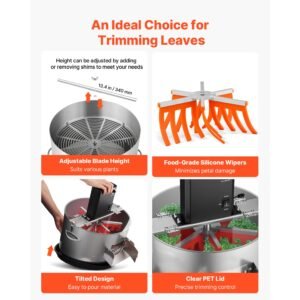 electric bud leaf trimmer, 2 in 1 manual & electric, 16 in bud trimmer with stainless steel blades, visual cutting, wet & dry hydroponic cutting machine with tray, for plant buds flowers
