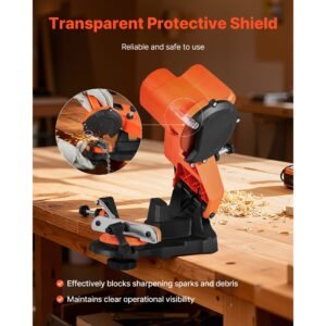 electric chainsaw sharpener, 85w bench saw chain sharpener 5000rpm, professional chainsaw sharpening tool with 2 grinding wheels for woodworking, logging, gardening