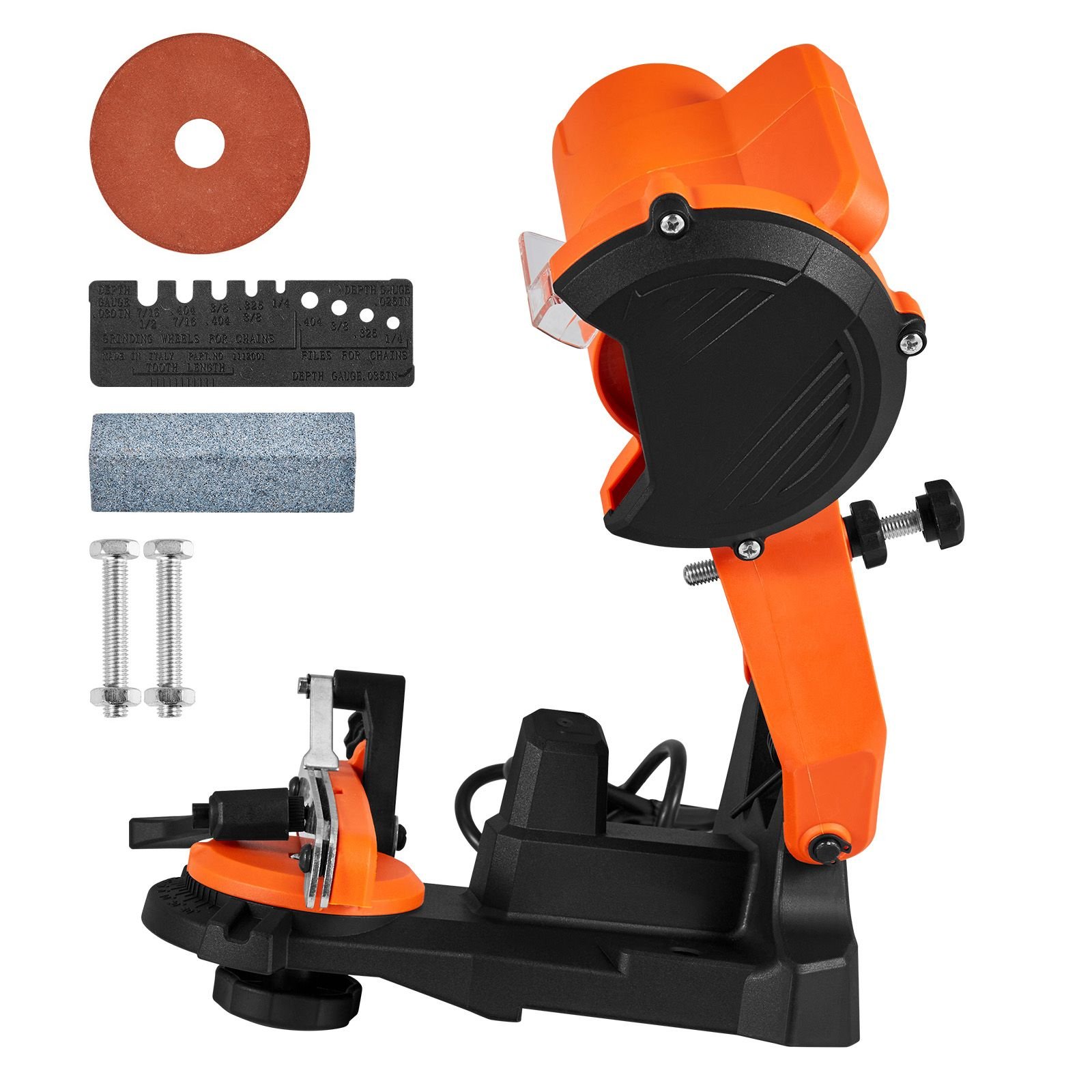 electric chainsaw sharpener, 85w bench saw chain sharpener 5000rpm, professional chainsaw sharpening tool with 2 grinding wheels for woodworking, logging, gardening
