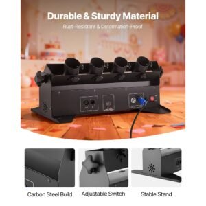 electric confetti cannon machine, high output 4 shot confetti launcher, dmx512, manual & remote control, portable confe tti shooter for wedding christmas dj party event show stage nightclub