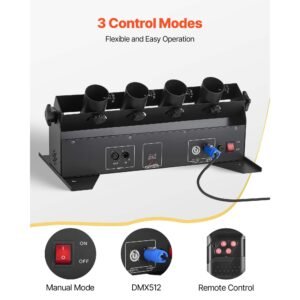 electric confetti cannon machine, high output 4 shot confetti launcher, dmx512, manual & remote control, portable confe tti shooter for wedding christmas dj party event show stage nightclub