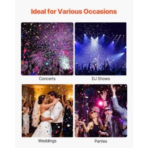 electric confetti cannon machine, high output 4 shot confetti launcher, dmx512, manual & remote control, portable confe tti shooter for wedding christmas dj party event show stage nightclub
