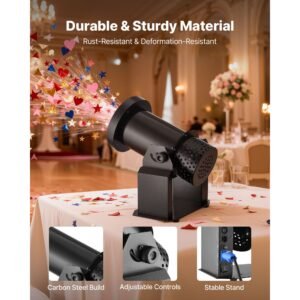 electric confetti machine with led lights, 1500w powerful output confetti cannon launcher, dmx512, manual & remote control, portable confe tti shooter for wedding christmas event show stage