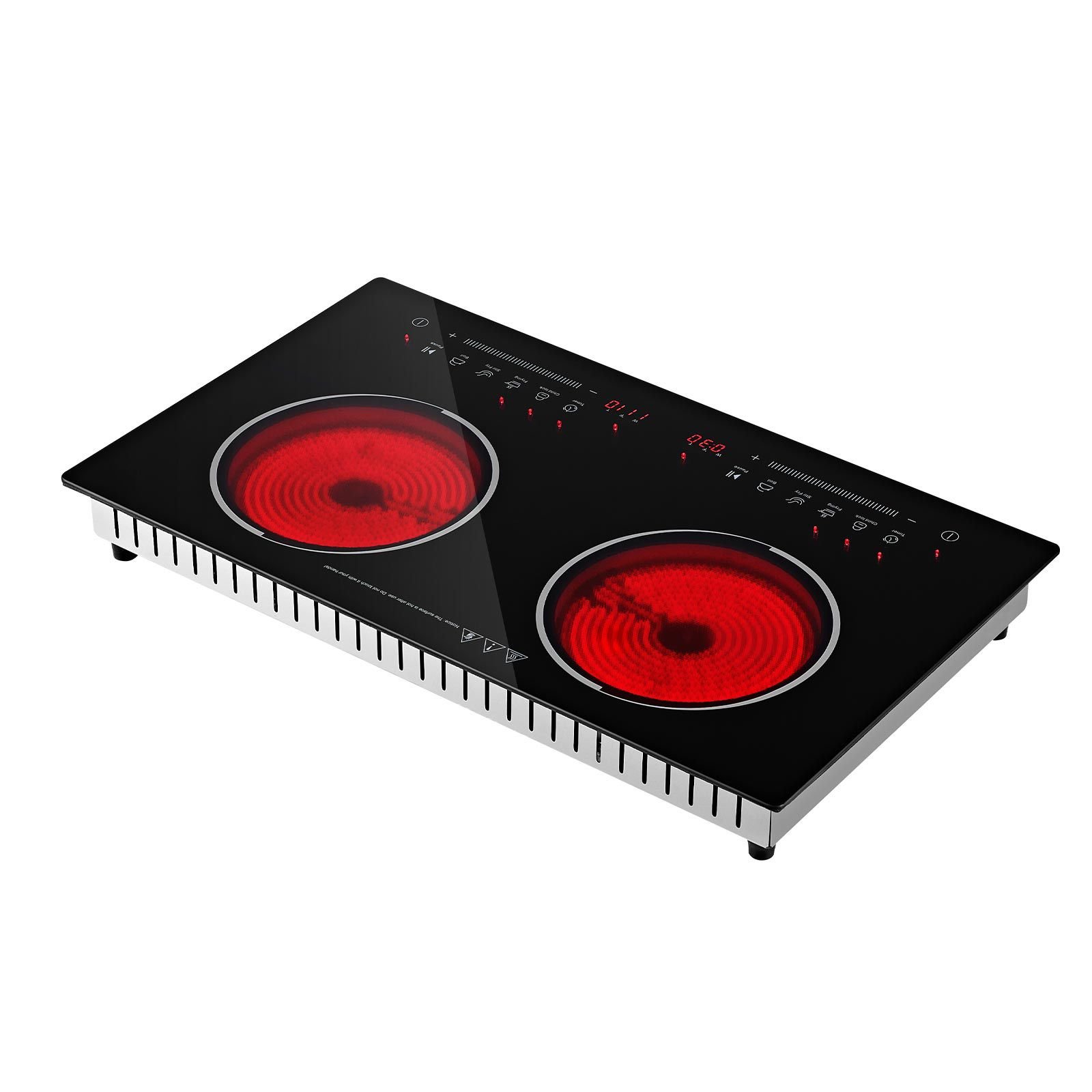 electric cooktop 24inch 2 burners portable stove top 1800w 120v, ceramic countertop/built in radiant electric stove , with 9 power levels, timer, child lock, over heat guard, touch control