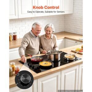 electric cooktop 36inch 5 burners stove top 8800w 220v no plug, ceramic built in radiant electric stove , with 11 power levels, timer, child lock, over heat guard, knob/touch control