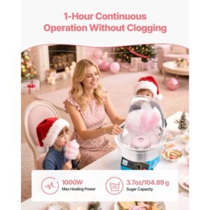electric cotton candy machine, 1000w commercial floss maker with cover, commercial cotton candy machine w/stainless steel bowl & sugar scoop, ideal for carnival, birthday, family party, blue