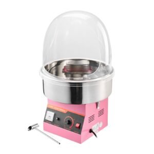 Electric Cotton Candy Machine, 1000W Commercial Floss Maker With Cover, Commercial Cotton Candy Machine w/Stainless Steel Bowl & Sugar Scoop, Ideal for Carnival, Birthday, Family Party, Pink
