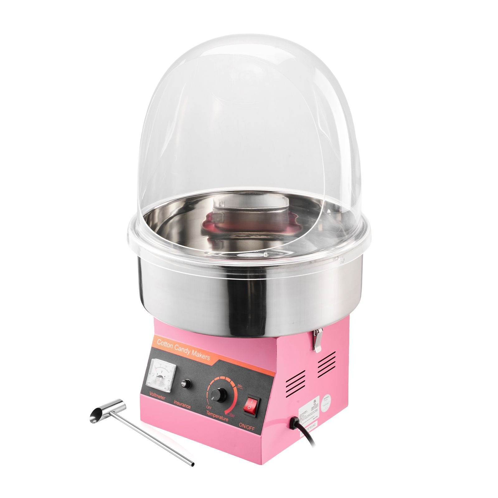 electric cotton candy machine, 1000w commercial floss maker with cover, commercial cotton candy machine w/stainless steel bowl & sugar scoop, ideal for carnival, birthday, family party, pink