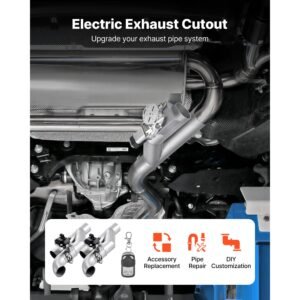 electric exhaust cutout, 2.5 inch 2pcs universal stainless steel exhaust valve kit with one controller remote kit, cut out valve, y pipe, remote control, fits trucks, sedans, sports cars, suvs