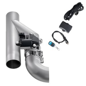 Electric Exhaust Cutout, 2.5 Inch Universal Stainless Steel Exhaust Valve Kit with One Controller Remote Kit, Cut Out Valve, Y Pipe, Remote Control & Box, Fits Trucks, Sedans, Sports Cars, SUVs