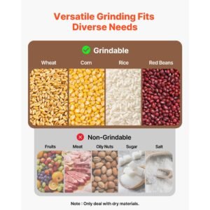 electric grain mill grinder, 110 lbs/h commercial spice grinders, 1500w cast iron pulverizer powder machine with non slip rubber feet, for dry grains, spices, cereals, coffee, corn & pepper