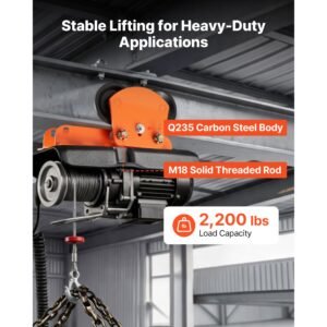 electric hoist manual trolley, 2200 lbs/1 ton load for pa600 pa700 pa800 pa900 pa1000, push beam trolley with dual wheels, 2.68" 4.33" adjustable beam flange width for straight & curved i beam