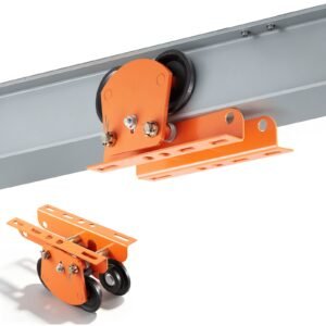 Electric Hoist Manual Trolley, 2200 lbs/1 Ton Load for PA600 PA700 PA800 PA900 PA1000, Push Beam Trolley with Dual Wheels, 2.68"-4.33" Adjustable Beam Flange Width for Straight & Curved I-Beam
