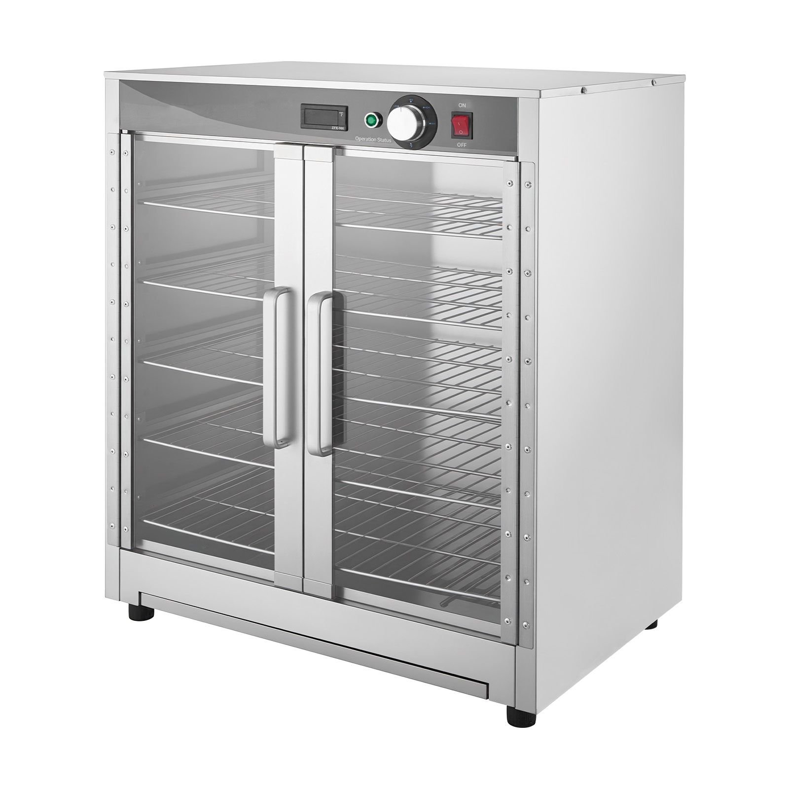 electric hot box food warmer, 5 tier commercial warming cabinet with water tray, double door and adjustable shelves, stainless steel food warmer cabinet, for restaurant, kitchen, pizza, chicken