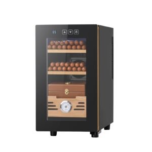 Electric Humidor, 23L, 150 Counts Electric Cigar Humidor Cabinet with Cooling Temperature Control, Spanish Cedar Wood Shelves & Drawers, Mechanical Hygrometer, 3 Layers, Cooler for Household